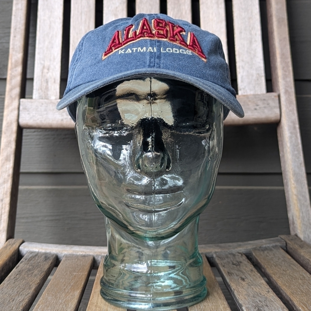 NWOT Embroidered Alaska Katmai Lodge Dad Hat Blue Red One Size